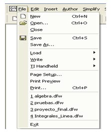 Tutorial Derive 6 menú file